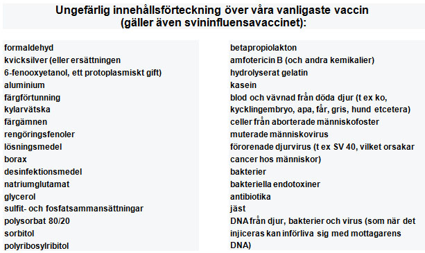 innehåll i vaccin